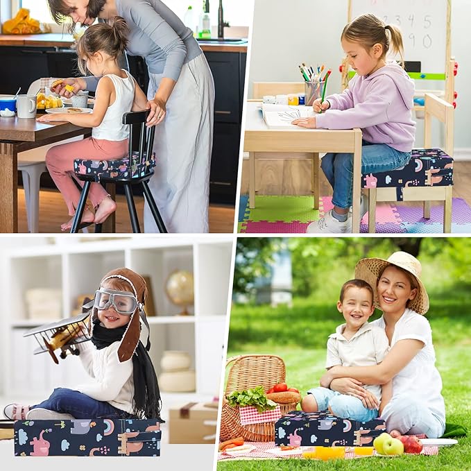 Toddler Booster Seat for Dining Table, Washable Thick Strong Support Portable Booster Chair for Toddlers Eating, Easy Cleaning Booster Seat Cushion Detachable with Adjustable Straps