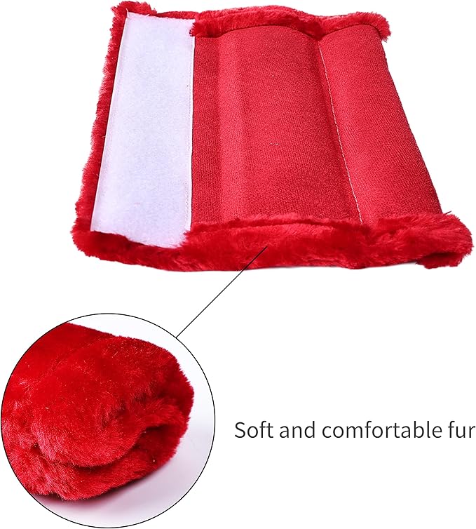 MOONET 2 Packs Car Seatbelt Covers Shoulder Pad for More Comfortable Driving, Universal Seat Belt Cover for Handbag Camera Backpack Straps, Soft Faux Sheepskin Wool Seat Belt Cushion (Red)