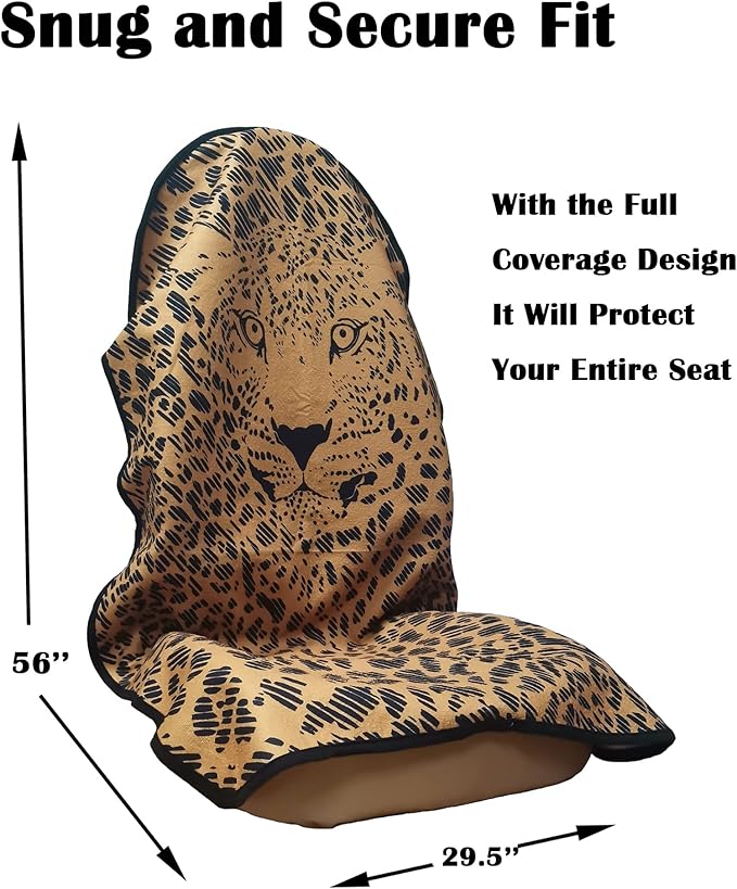 LoyaGour Car Seat Cover Protector Front Seats,for Gym Workout,Running,Swimming,Beach and Hiking,Waterproof Sweat Towel Bucket Seat Covers for Cars SUV Trucks (Leopard, 2Pcs)