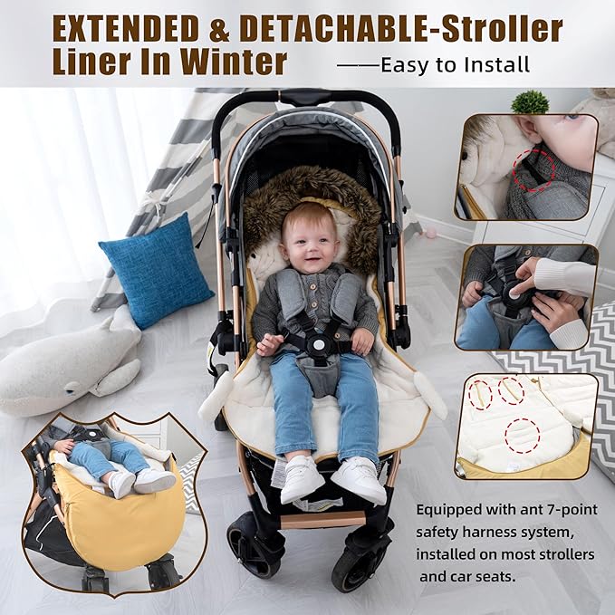 LAT Baby Warm Bunting Bag Universal,Extended and Removable,Stroller Sleeping Bag Cold Weather,Waterproof Toddler Footmuff