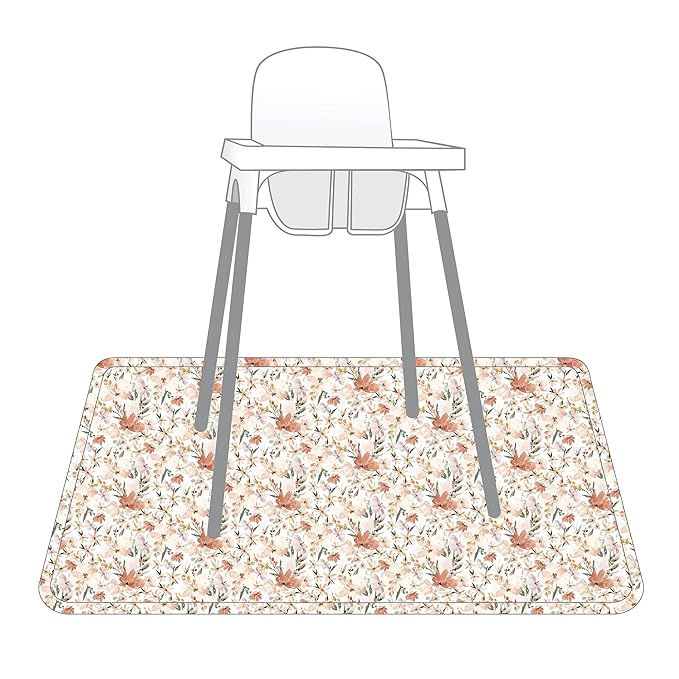 BapronBaby Peachy Dream Splash Mat - Waterproof Catch-All for Under High Chairs, Floors, Tables, Playtime or Arts & Crafts - Machine Washable - 45" x 45”