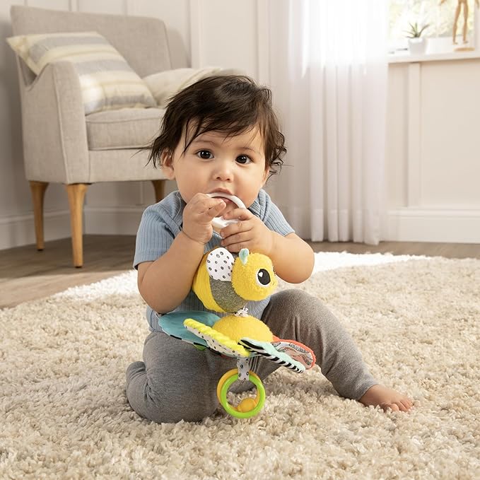 LAMAZE Clip On Car Seat and Stroller Toy - Buzzy The Bee - Crinkle Car Seat and Stroller Toys - Sensory Travel Toys for Babies - Infant Toys Ages 0 Months and Up