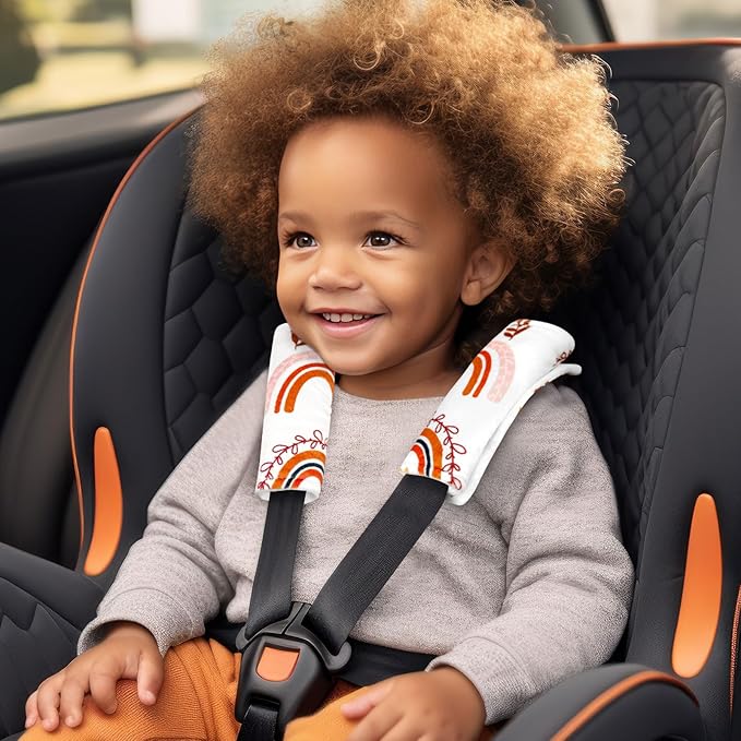 Pea Pod Baby Car Seat Strap Cover 2 Pack Rainbow Car Seat Straps Shoulder Pads, Seat Belt Cushions Pads for Infant Car Seats, Stroller, Pushchair