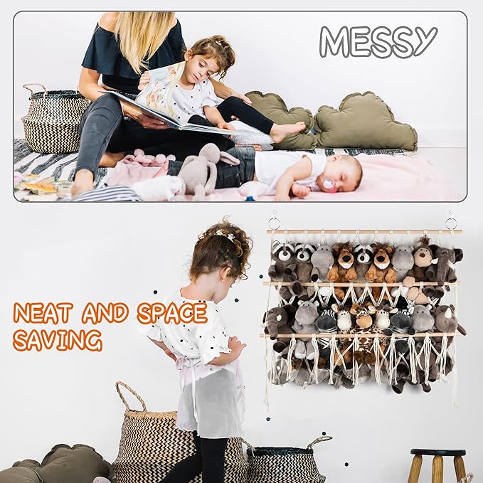 Over Door Stuffed Animal Storage-Stuffed Animal Storage And Toy Plush/Easy Installation With Breathable Hanging Pockets