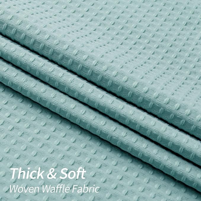 MitoVilla Teal Extra Long Shower Curtain 72 x 84, 84 inch XL Waffle Fabric Shower Curtains for Aqua Blue Modern Bathroom Decor, Waffle Weave Textured Shower Curtain 84 inch, Teal/Turquoise