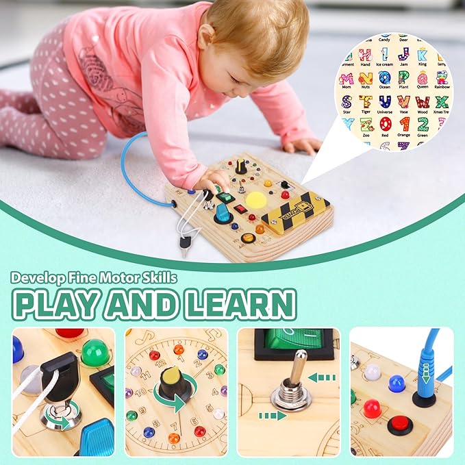 Grarain Busy Board for Toddlers - Montessori Educational Toy for 1-3 Year Old Boys & Girls | Travel-Friendly Sensory Learning Activity | Ideal for Kids with Autism(Clocks Busy Board)