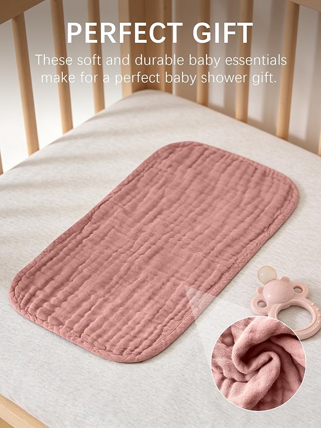 Lovely Care 12 Pack Muslin Burp Cloths 100% Cotton Muslin Cloths Large 20''x10'' Extra Soft and Absorbent Baby Burping Cloth - Warm Clay