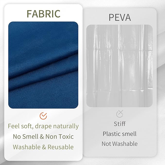 ALYVIA SPRING Waterproof Fabric Shower Curtain Liner - Soft & Light-Weight Cloth Shower Liner, 3 Bottom Magnets, Hotel Quality & Machine Washable - Standard Size 72x72, Navy Blue