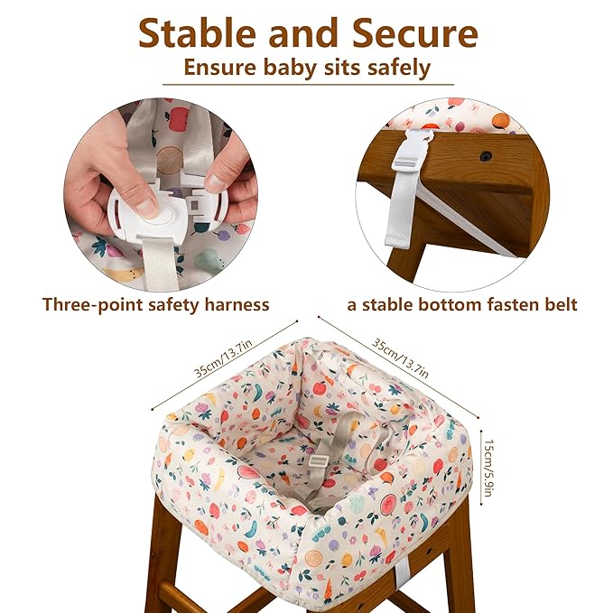 High Chair Cover for Baby Restaurant: Sprouterie Baby High Chair Covers for Restaurant Highchair with Safety Harness Stain and Slip Resistant Waterproof Portable for Outdoor Indoor Eating (White)