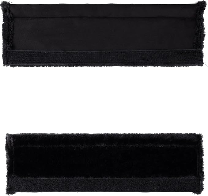 Amooca Soft Faux Fur Universal Fit Seatbelt Cover Car Truck SUV Airplane Seat Belt Shoulder Pad for Carmera Backpack Straps Neck Cushion Protector Extra Long 25.6in Black
