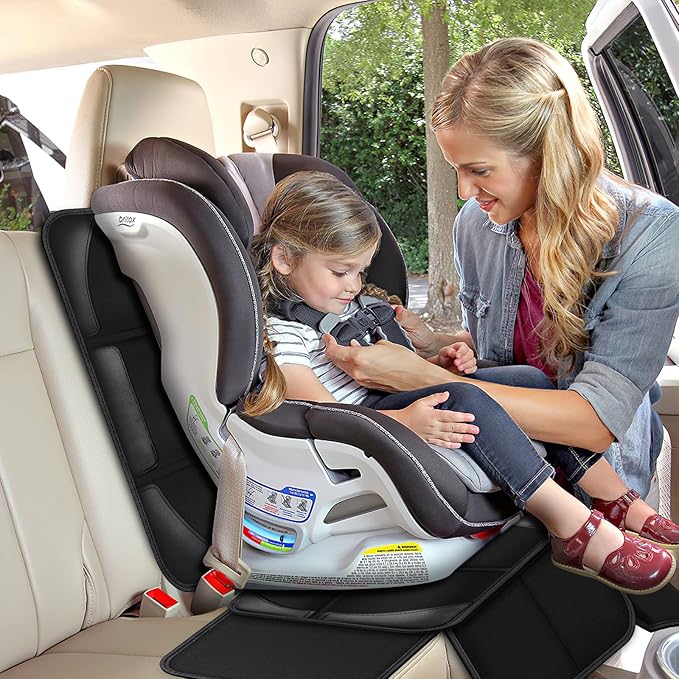 Spotmart Car Seat Protector Covers for Child Car seat mat, 600D Waterproof Non-Slip with Storage Pockets, Cushion Protectors Large Size, Prevent Dirt Scratches (Black 2)