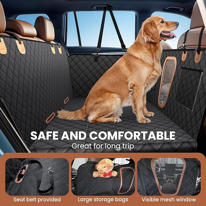 A-Pce 600D Heavy Duty Dog Car Seat Cover for Back Seat,2025 Upgraded Hard Honeycomb Bottom Back Seat Extender for Dogs- Holds 600lbs,Waterproof Scratch Proof Nonslip Dog Hammock for SUV
