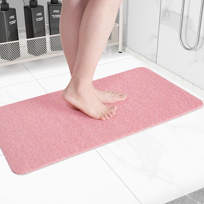 Hargiis Non-Slip Bathtub Mat, Anti Slip Shower Mat, Fast Drying Bathtub Mats, Foot Scrubber Mat, Anti Slip Mat for Tub, Floor, Bathroom, Kitchen, Home, Hotel (Pink 36"×24")