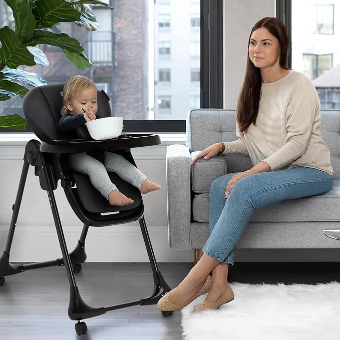 Little Folks by Delta Children 2-in-1 SlimFold High Chair for Babies and Toddlers, Black