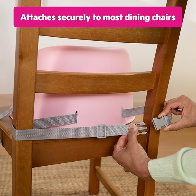Bright Starts Disney Princess My Spot Easy-Clean Baby Booster Feeding Chair, 3-Point Harness, Washable Removable Straps, Pink