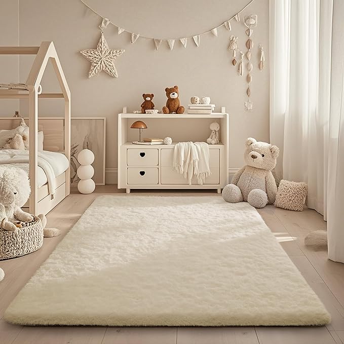 Ophanie Area Rugs for Bedroom Living Room,Color 2- Ivory,Size 4' x 6',Shape Rectangular