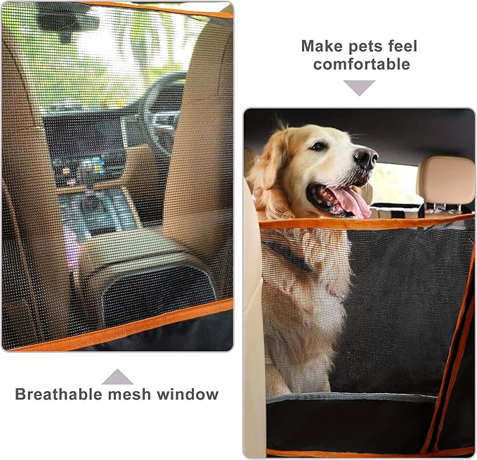 Dog Car Seat Cover for Back Seat with Mesh Window, 600D Heavy Duty Waterproof Hammock, Universal Fit for Cars and SUVs (Standard 56.5"x53")