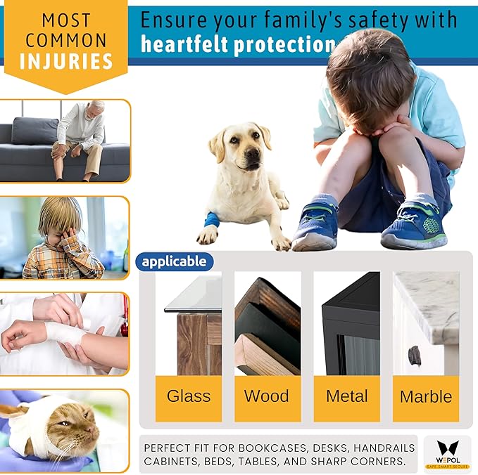 Soft Foam Corner Protectors for Baby, Bed Frame Corner Guards, Sharp Edge Desk Furniture Safety Cover Bumpers for Kids, 3M Adhesive Pre-Taped Rubber Padding Cushion (White, 8 Pack)
