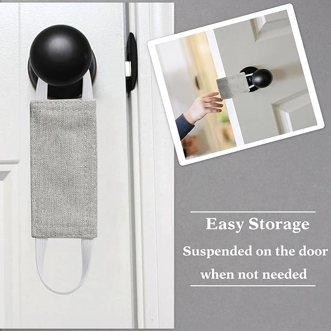 PONY DANCE Baby Door Latch Covers Closer - Nursery Door Closer Silencer with Strong Elastic Straps for Good Sleep Cushion for Jammer Noise Reducing, 3 Pieces, W 4 x L 2 inches, Frost Grey