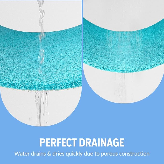 Hargiis Non-Slip Bathtub Mat, Anti Slip Shower Mat, Fast Drying Bathtub Mats, Foot Scrubber Mat, Anti Slip Mat for Tub, Floor, Bathroom, Kitchen, Home, Hotel (Turquoise Blue 32"×17")