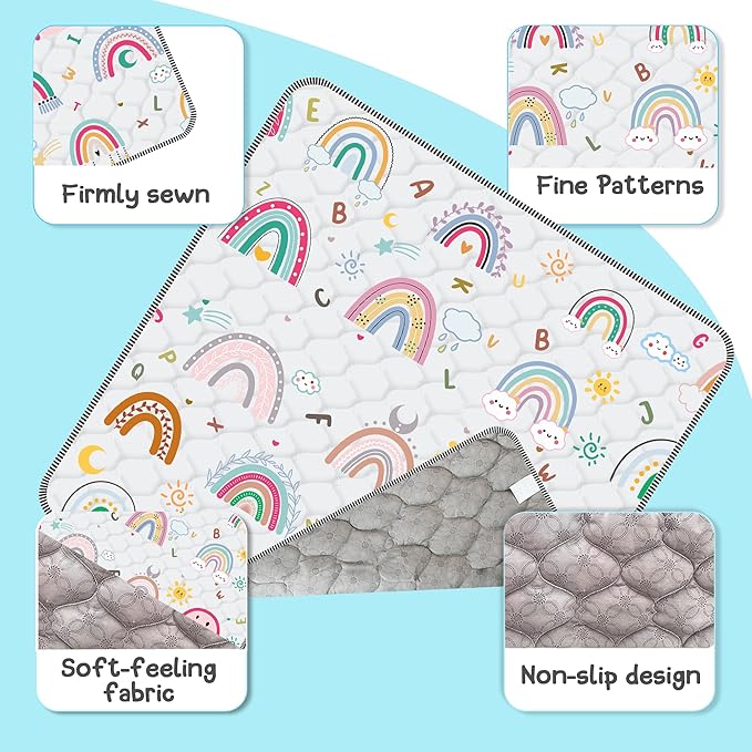 Baby Play Mat，Thick Soft 47" X 47" Playpen mat, Non-Slip and Machine Washable Baby Play Mats for Floor，Crawling Mat for Babies, Toddlers & Infants to Play and Learn (Rainbow)