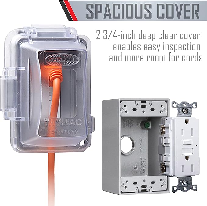 TayMac MG420CS Nonmetallic Extra Duty Complete in-Use Cover 15 Amp WRTR Self Test GFCI Kit, 1-Gang, Clear/Gray