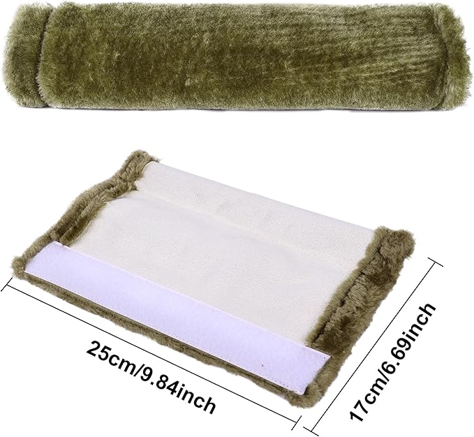 MOONET 2 Packs Car Seatbelt Covers Shoulder Pad for More Comfortable Driving, Universal Seat Belt Cover for Handbag Camera Backpack Straps, Soft Faux Sheepskin Wool Seat Belt Cushion (Olive)