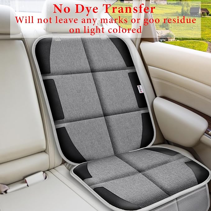Meolsaek Car Seat Protector, Non-Slip Backing Will Not Leave Imprint, Waterproof Thicker Car Seat Cover for SUV, Sedan, Truck, Leather Car Seat Cushion (Gray Black)