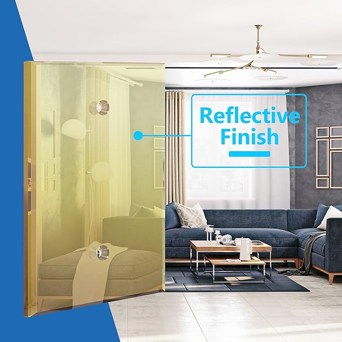 LIDER Reflective Acrylic Blank Device Wall Plate, Mirrored Cover Plate, Plexiglass Wall Plate, Acrylic Glass, Oversized 1-Gang 5.25" x 3.44", LWP-01O-AGD, Gold