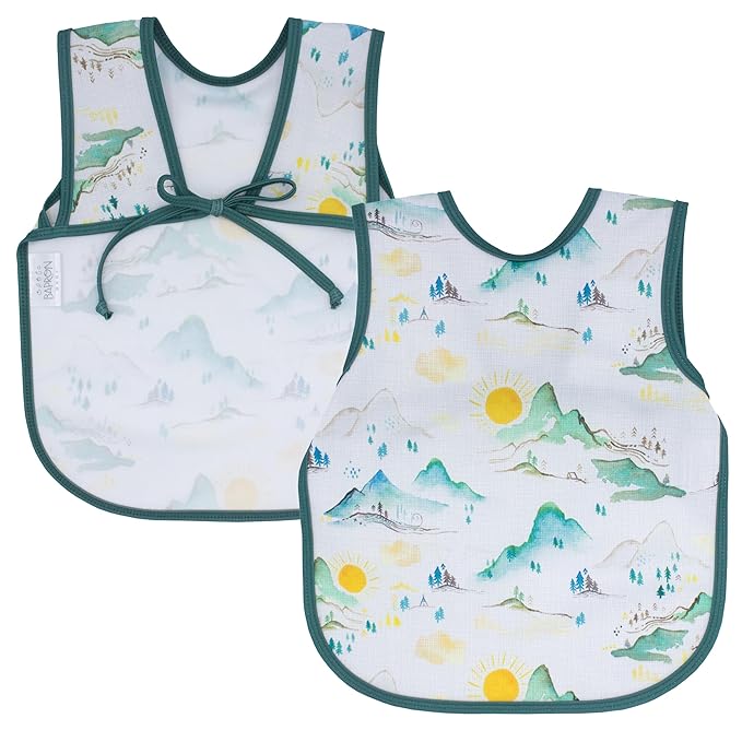 BapronBaby Mountain Mist Bapron - No Neck Tie Safer Bib for Baby & Toddler - Soft Waterproof Stain Resistant - Machine Washable - Sz Preschool 3-5yrs