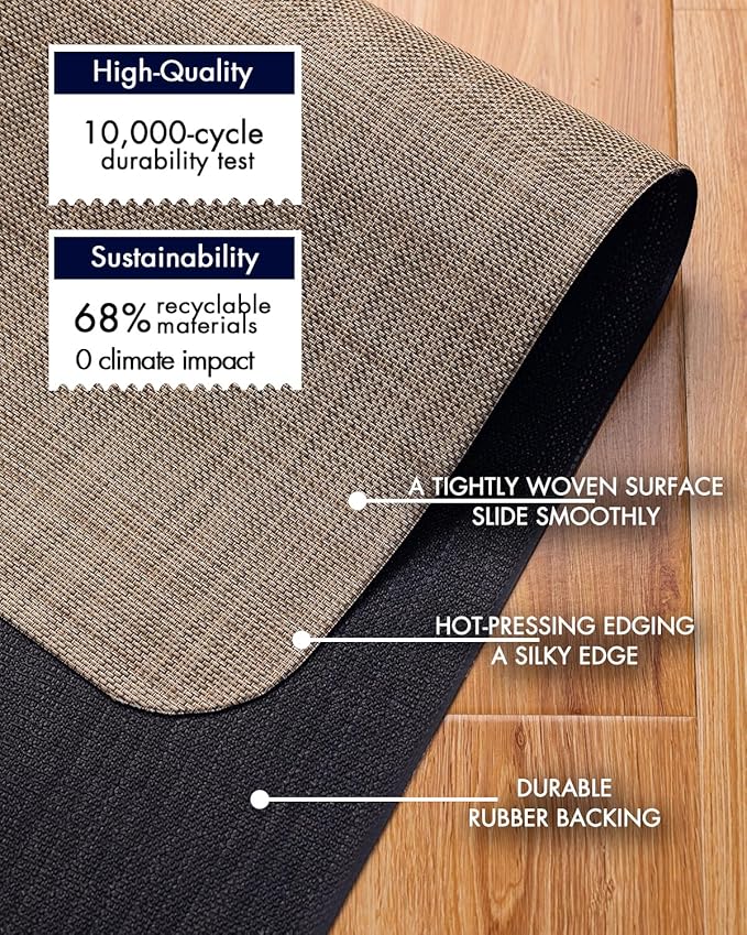 BARoyal Office Chair Mat for Hardwood Floor Under Desk Computer Rolling Chair Mat for Wood/Tile Floor Non-Slip Heavy Duty Desk Rug PVC Plastic Hard Floor Protector 48" x 60"(Linen)