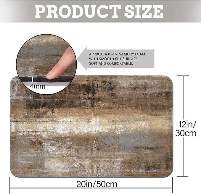 MCALK Dark Brown Coffee Mat for Kitchen Counter, Tan Dish Drying Pad with Anti-Slip Rubber Base, Absorbent Kitchen Sink Mat with Abstract Art Decor, Dark Brown 12"x20"