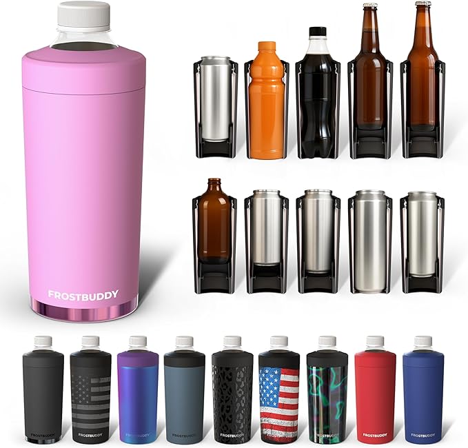 Universal Buddy XL Can Cooler by Frost Buddy - Fits 12-ounce, 16-ounce, 20-ounce, and 24-ounce Cans and Bottles - Keep Your Drinks Refreshingly Chilled for over 12 hours. (Gumdrop)