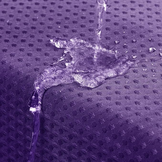 MitoVilla Extra Long Shower Curtain 72 x 84, Purple 84 inch XL Waffle Fabric Shower Curtains for Modern Luxury Bathroom Decor, Waffle Weave Textured Weighted Shower Curtain 84 inch