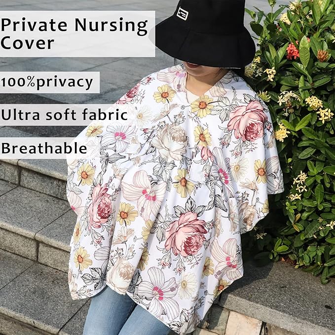 Floral Baby Car Seat Canopy Soft Plush Dotted Backing Baby Car Seat Cover Girls, Infant Carseat Canopy, Stretchy Multi- use Nursing Cover for Stroller/High Chair/Shopping Cart/Car Seat Canopies