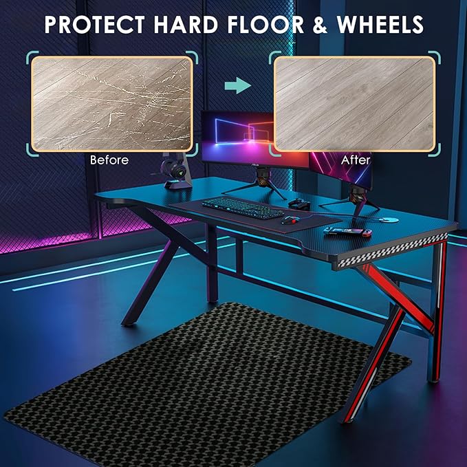 Vicwe Office Chair Mat for Hardwood Floor, 72" x 46" Large Office Chair Mats, Gaming Chair Mat for Hardwood, Easy Glide for Chairs, Multi-Purpose Floor Protector Desk Chair Mat for Home Office