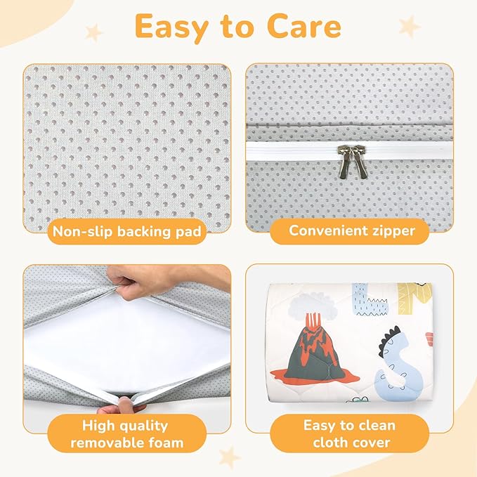 Baby Play Mat Toddler Playpen Mat 50 x 50 inch, Removable-Washable Cover,Extra Thick Foam Padding,Non-Slip Crawling Cushion for Infants, Toddlers & Babies Tummy Playing Time