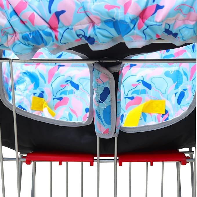 2-in-1 Shopping Cart and High Chair Cover-Grocery Cart Cover for Babies Toddlers Infants Resturant Highchair Cover-Padded Folds to Portable Pouch for Baby Boy Girl (Plants)