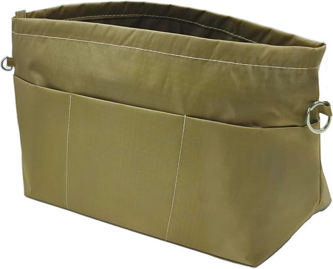 Time Wing Handbag Tote Purse Organizer Insert Bag Liner Shaper Pocketbook Divider Zipper 11 Pockets Compartments X Large Khaki Green