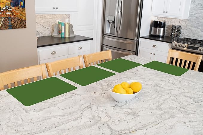GASARÉ, Placemats Set of 4, Silicone Placemats, Table Mats, Non-Slip, Easy to Clean, Heat Resistant, Flexible, 20% Thicker, 16 x 12 inches x 1.1mm, Green