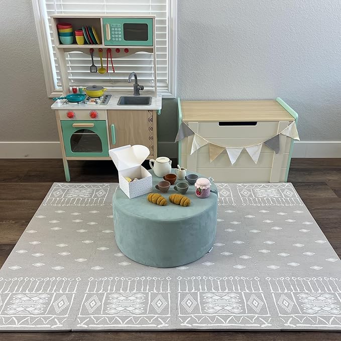 Premium Soft Foam Play Mat for Baby, 5.6 x 4 ft, Easy to Clean - The Perfect Modern Foam Playmat Fits Nicely with Your Kids Playroom Or Home Decor 0.5" Thickness (Ash Starlight)