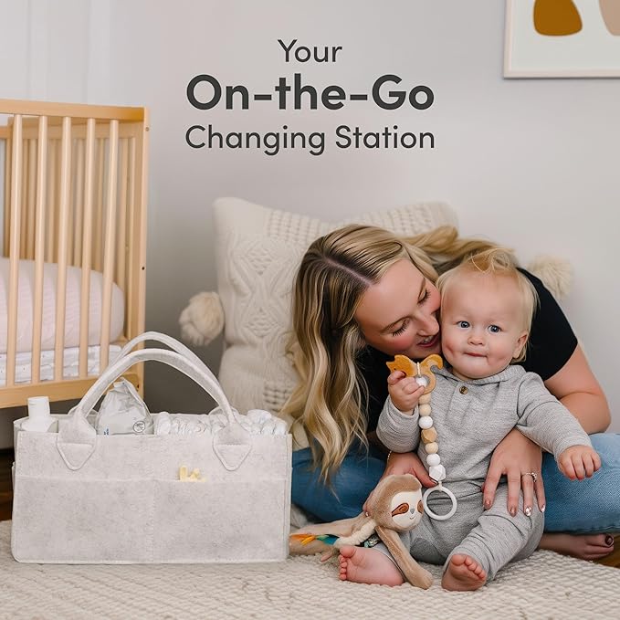 PUTSKA Baby Diaper Caddy Organizer - Nursery Storage Basket for Diaper Station, Baby Basket Shower Gift List and Registry Must-Have, Newborn Essentials, Nursery Decor for Boy or Girl-White,Extra Large