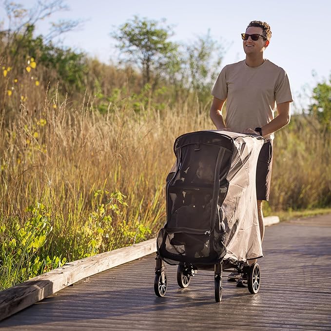 Large Stroller Sunshade & Rain Cover-Protect Your Baby Stroller from Sun, Rain, Wind, Dust-Built in Mosquito Netting-Universal Weather Shield for Baby Carriage