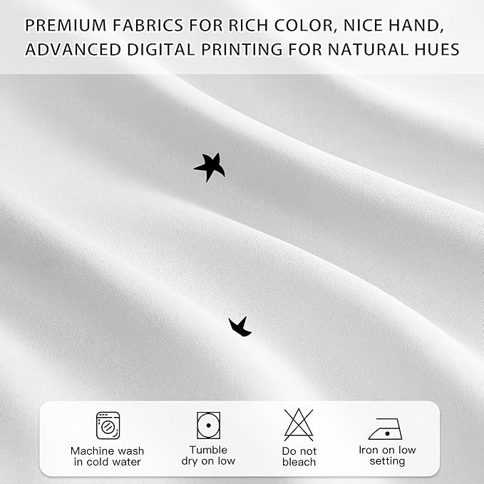 XiDi White Curtains with Sheer Overlay for Girls Bedroom 2 Panels Blackout Double Layer Curtains 45 Inches Length for Kids Princess Nursery Room Star Cut Out Grommet Small Window Drapes W52 X L45