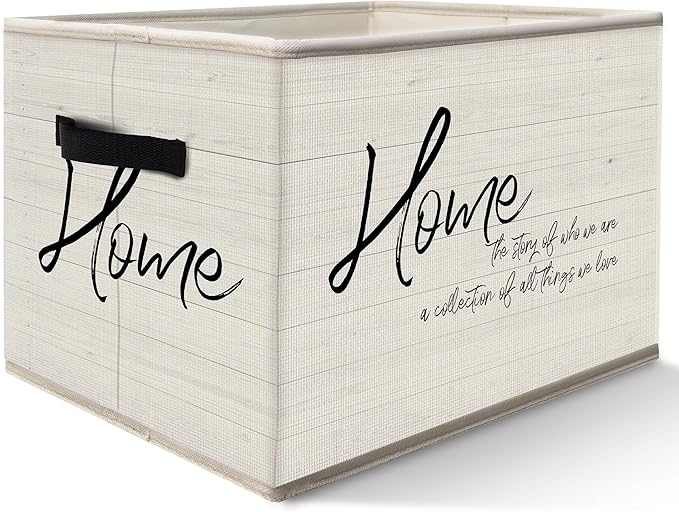 FDHSPAAM Inspirational Home Storage Bins Box with Handles, Home Decor Gifts for Housewarming, Family Gifts Collapsible Fabric Storage Basket Box Organizer for Bedroom Bathroom Clothes Toys Books