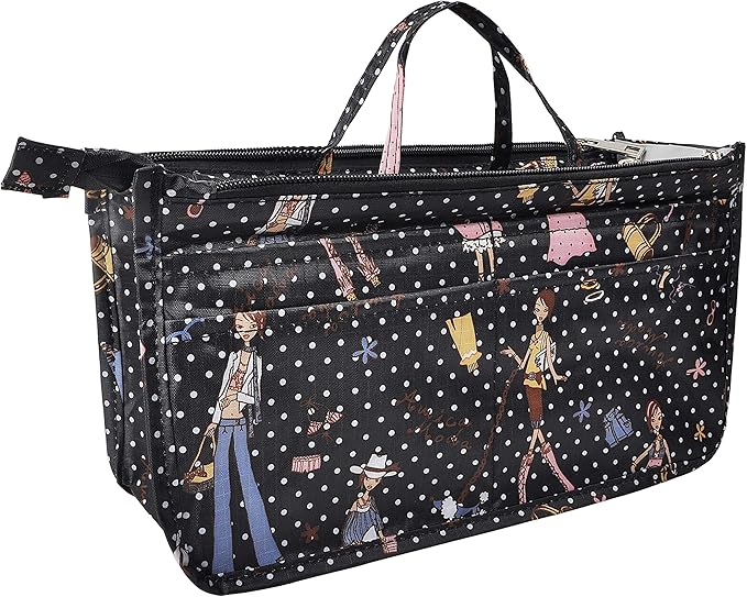 Vercord Patterned Purse Handbag Tote Pocketbook Bag Organizer Insert with Zipper Handle for Women Large Beauty