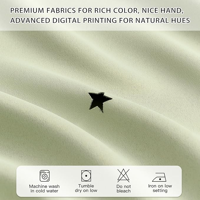 XiDi Sage Green Blackout Curtains for Kids Bedroom 72 Inch Length 2 Panels Double Layer Curtains with Sheer Overlay Privacy Thermal Insulated Grommet Window Star Curtains for Living Room W34 x L72