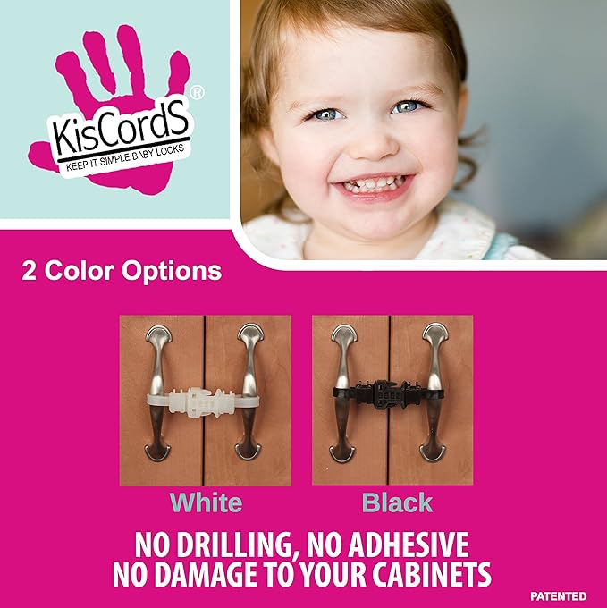 Baby Safety Cabinet Locks for Handles Child Safety Cabinet Latches for Home Safety Strap for Baby Proofing Cabinets Kitchen Door RV No Drill No Screw No Adhesive /4 Pack (Black)
