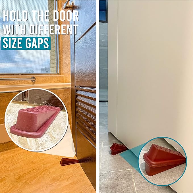 Door Wedge Stopper - Pack of 4 (Maroon) - Classic Rubber Door Stop