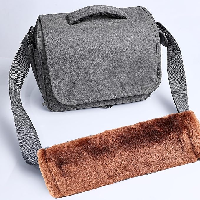 MOONET 2 Packs Car Seatbelt Covers Shoulder Pad for More Comfortable Driving, Universal Seat Belt Cover for Handbag Camera Backpack Straps, Soft Faux Sheepskin Wool Seat Belt Cushion (Brown)